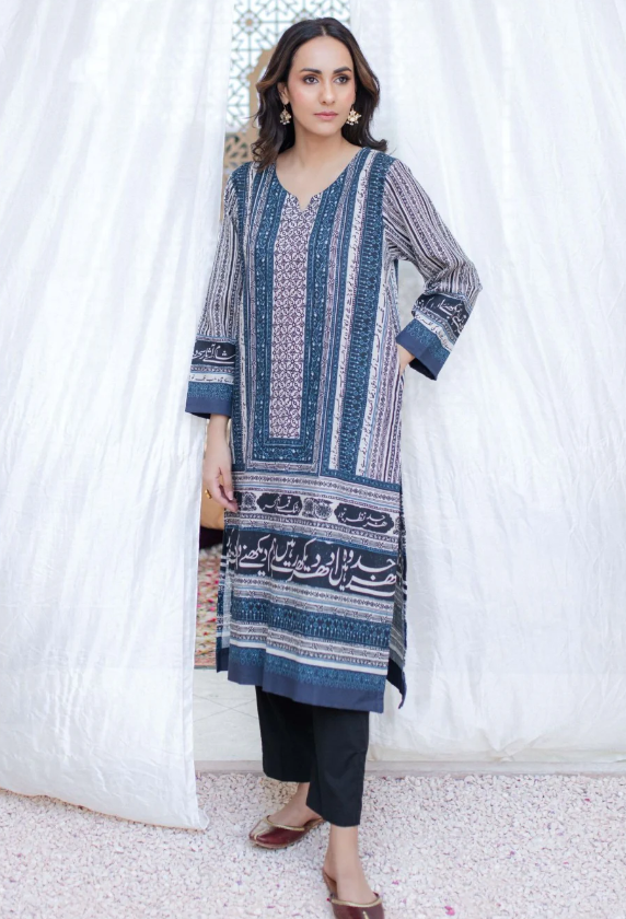 Rashk Kurta - Blue & White